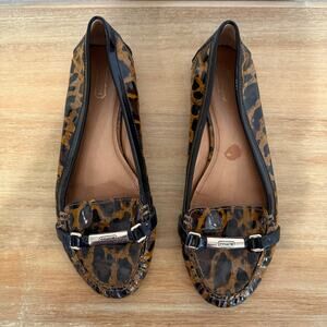 Coach Berdina Patent Leather Leopard Cheetah Flats Loafers Moccasins Size 9.5